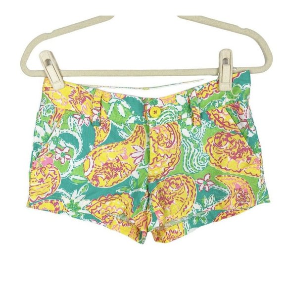 Short Lilly Pulitzer 'The Walsh' Taille 0 - Rose, 100% Coton, Coupe Basse, Occasion Très Bon état